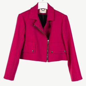 Dorothee Schumacher Business Perfection Fuchsia Cropped Moto Jacket